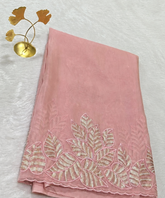 Organza silk saree with full embroidery Baby Pink Shade | Glow & Glitter Boutique