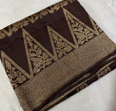 Tussar silk saree Brown with Temle Design | Glow & Glitter Boutique