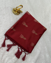 Semi Silk Saree Redish Maroon & Jinka Butti Zari Design | Glow & Glitter Boutique