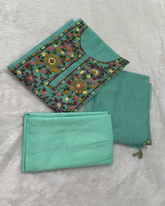 Organza Shalwar Suit Sea Green with Hand Work Floral Embroidery | Glow & Glitter Boutique