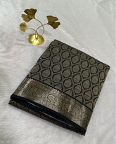 Banaras Brocade Crushed Silk Black With Zari Border | Glow & Glitter Boutique