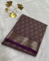 Banaras Brocade Crushed Silk Beetroot Shade With Zari Border | Glow & Glitter Boutique