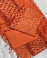 Kota Silk Fabric Shalwar Suit Orange Shade | Glow & Glitter Boutique