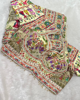 Designer Silk Saree Ivory Heritage Folk Art WorkWith Ready Made Blouse | Glow & Glitter Boutique