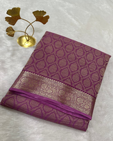Banaras Brocade Crushed Silk Lavender Shade With Zari Border | Glow & Glitter Boutique