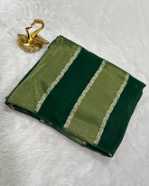 Tissue Stripes silk saree Bottle Green Shade | Glow & Glitter Boutique