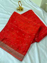 Banaras Crepe silk saree Orange color | Glow & Glitter Boutique