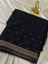 Banaras Crepe silk saree black color | Glow & Glitter Boutique