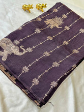 Matka tussar silk saree Deep Chocolate Brown Shade | Glow & Glitter Boutique