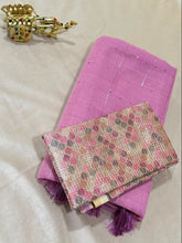 Linen Silk saree with designer blouse Onion pink Color | Glow & Glitter Boutiqe