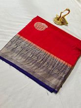 Premium magma tussar silk saree with grand pallu and blouse Rani Pink shade Purple Color Border | Glow & Glitter Boutique