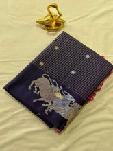 Vintage Banaras silk Deep Blue shade | Glow & Glitter Boutique