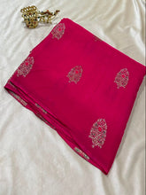 Matka tussar silk saree Rani Pink Shade | Glow & Glitter Boutique