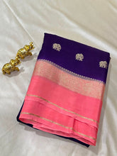 Vintage viscose silk saree Purple with Onion Pink shade Zari Border | Glow & Glitter Boutique