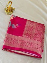 Banaras digital silk saree Megenta Pink Shade | Glow & Glitter Boutique