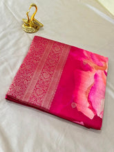 Banaras digital silk saree Rani Pink Shade | Glow & Glitter Boutique