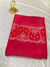 Premium HO silk saree Rich Red Shade gold zari work | Glow & Glitter Boutique