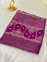 Premium HO silk saree Violet Shade Gold Zari Work | Glow & Glitter Boutique
