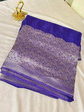 Premium HO silk saree Deep Purple Shade With Gold Zari Border | Glow & Glitter Boutique