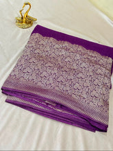 Premium HO silk saree Royal Purple Shade With Gold Zari Border | Glow & Glitter Boutique