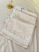 Premium Tussar silk saree with rich embroidery Ivory Mix Chikoo Shade | Glow & Glitter Boutique
