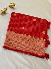 Vintage style viscose silk saree Red Color | Glow & Glitter Boutique