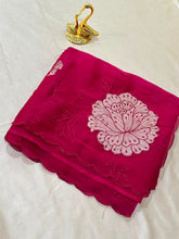 Organza applique work saree Magenta Pink | Glow & Glitter Boutique