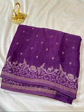 Banaras Crepe silk saree Wine Shade | Glow & Glitter Boutique