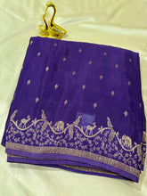 Banaras Crepe silk saree Purple Shade | Glow & Glitter Boutique