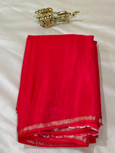 Viscose silk saree Crimson Red with Gold Border | Glow & Glitter Boutique