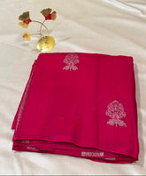Matka Tussar Silk Pink Shade with Pink Gold Buttas | Glow & Glitter Boutique