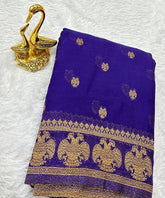 Banaras Georgette silk with blouse Purple shade | Glow & Glitter Boutique