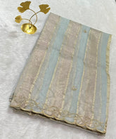 Organza silk saree with hand embroidery Ice Blue Shade | Glow & Glitter Boutique