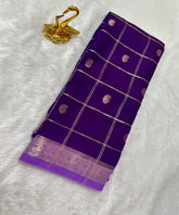 Assam silk saree Deep Purple With Lilac Thin Border | Glow & Glitter Boutiuqe