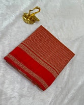Banaras silk Strips Saree Burnt Orange | Glow & Glitter Boutique