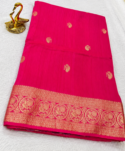 Vintage style viscose silk saree Meganta pink Shade | Glow & Glitter Boutique