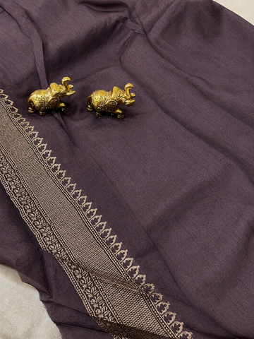 Matka tussar silk saree Deep Chocolate Brown Shade | Glow & Glitter Boutique