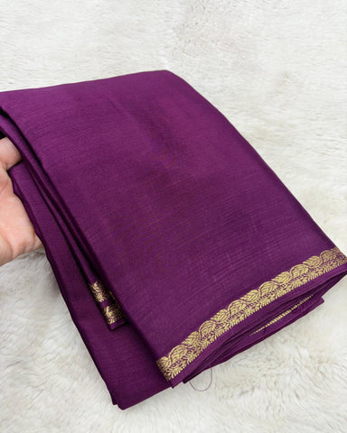 Premium Mysore premium crepe silk Wine Saree ksic border with Banaras butti blouse | Glow & Glitter Boutique