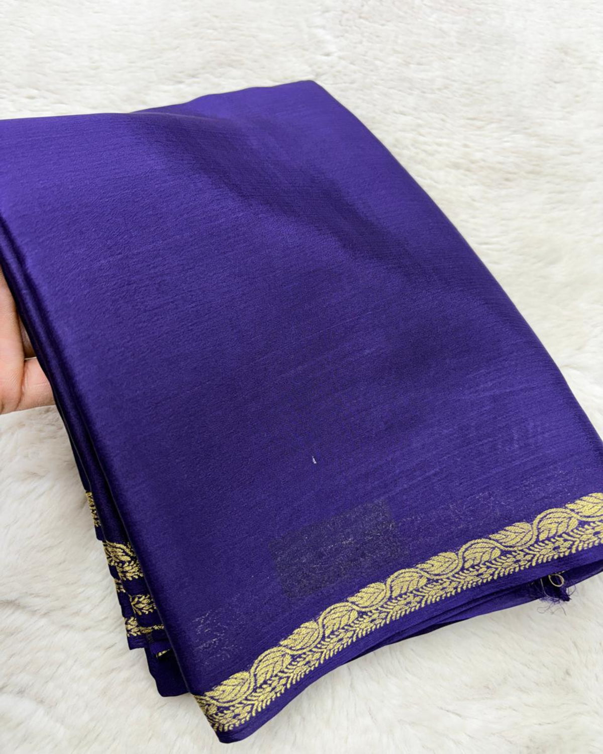 Premium Mysore premium crepe silk deep purple saree ksic border with Banaras butti blouse | Glow & Glitter Boutique