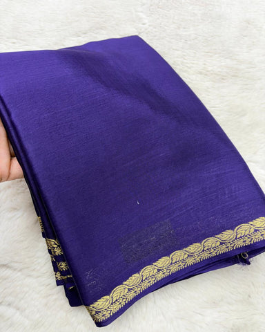 Premium Mysore premium crepe silk deep purple saree ksic border with Banaras butti blouse | Glow & Glitter Boutique