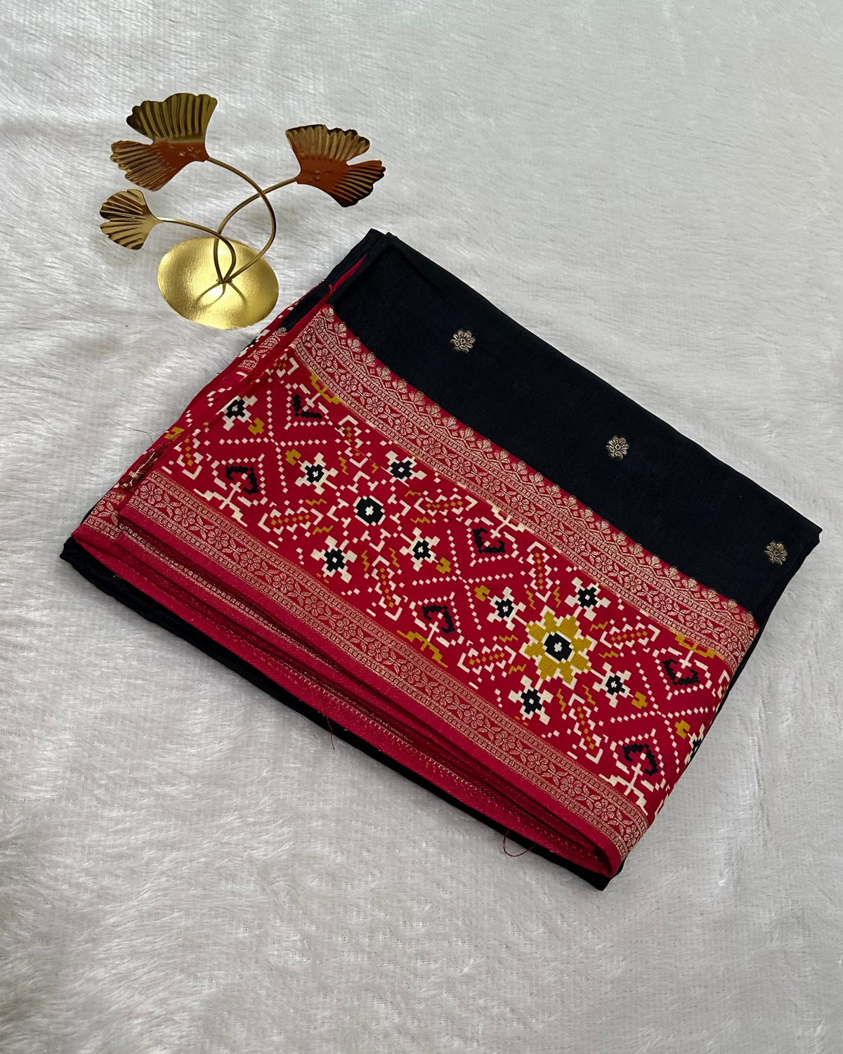 Banaras silk saree Jet Black rajKot Patolabentex Border | Glow & Glitter Boutique