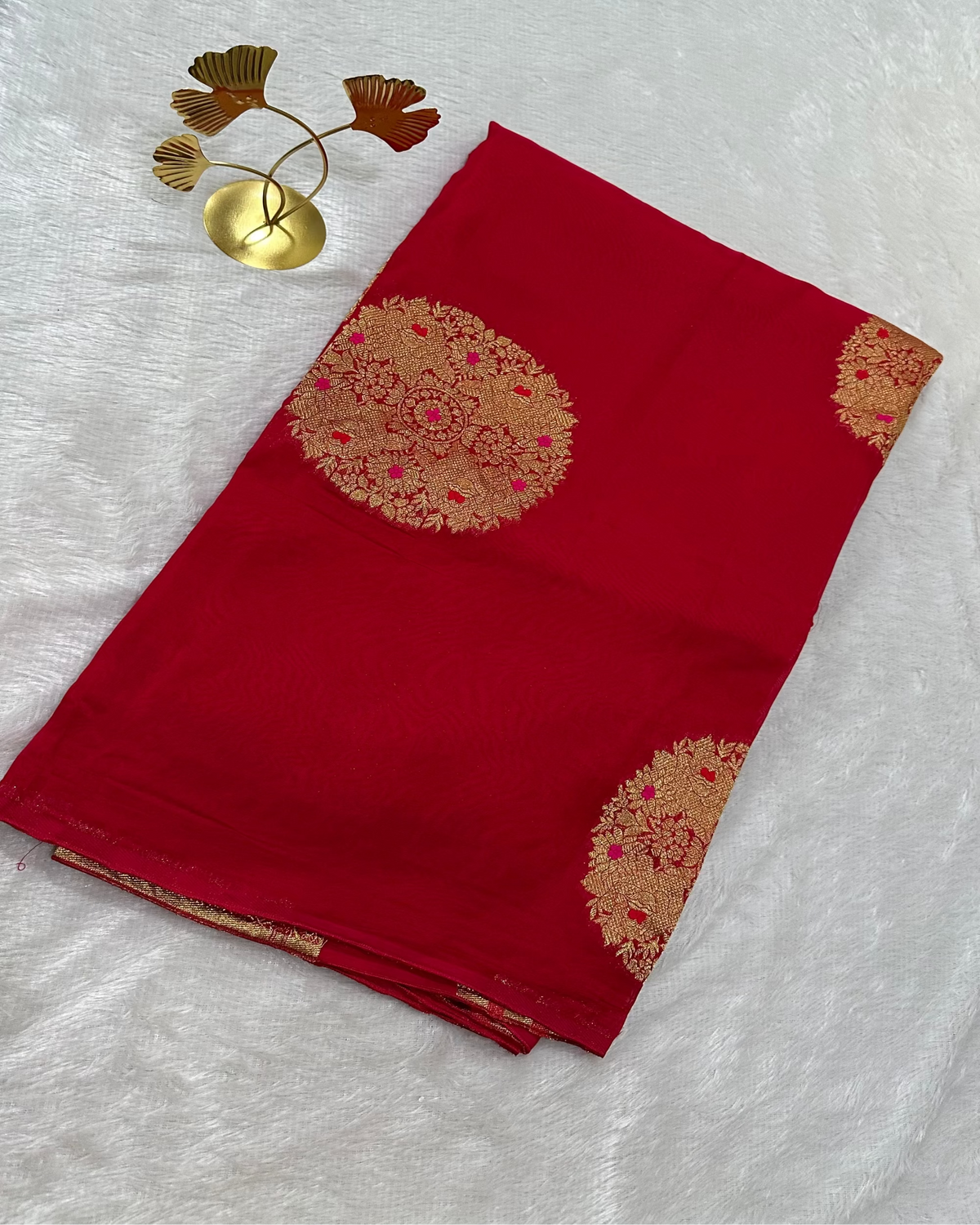 Premium Kora organza silk saree Red Shade Border less | Glow & Glitter Boutique