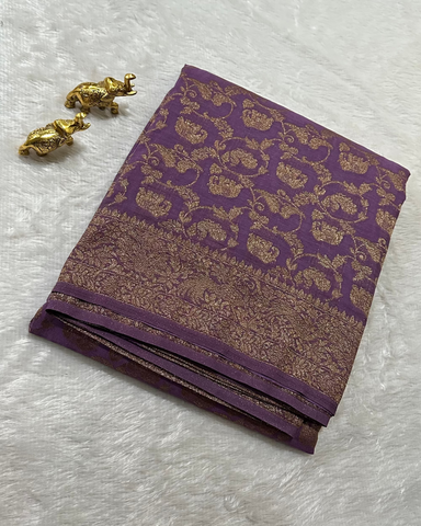Banaras Georgette Elephant Zari Jaal Saree | Glow & Glitter Boutique