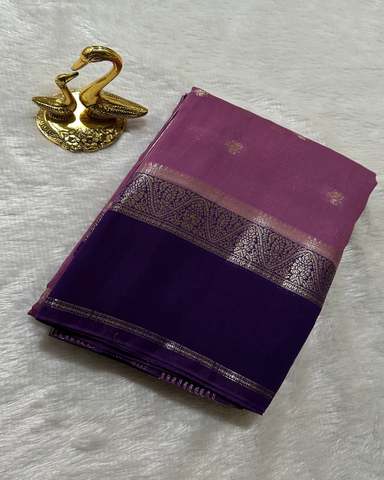 Assam silk saree Lavender With Purple Border | Glow & Glitter Boutique