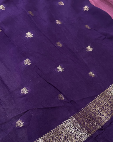Assam silk saree Lavender With Purple Border | Glow & Glitter Boutique