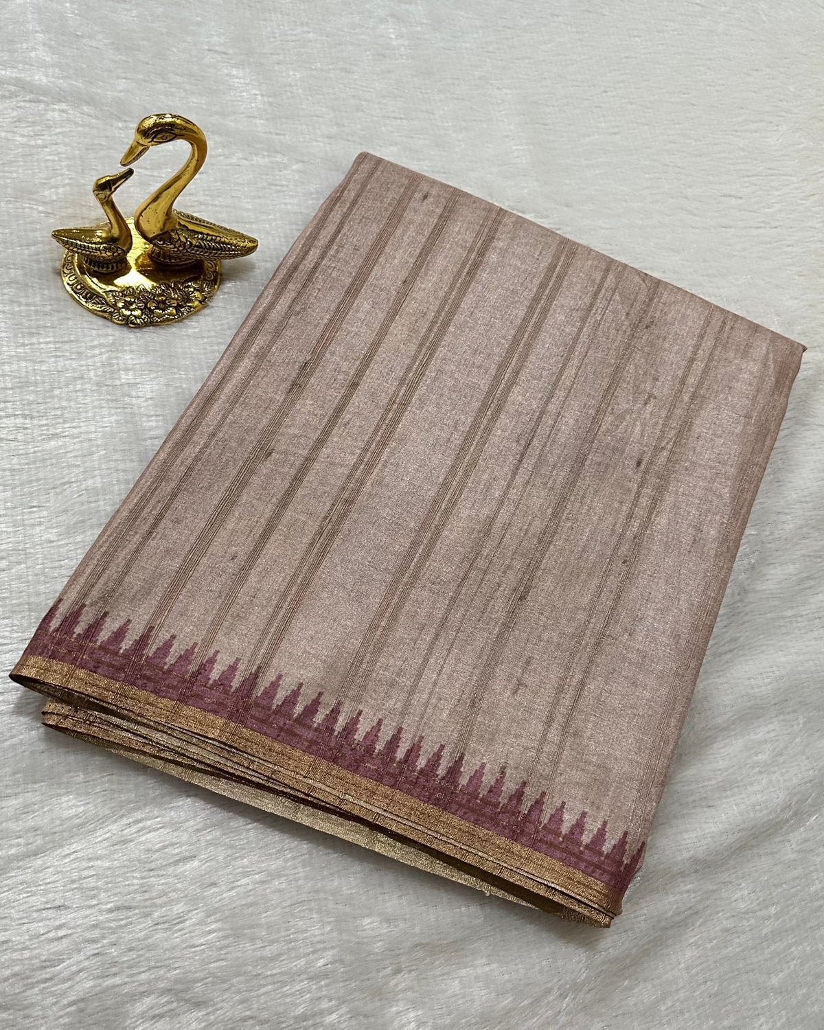 Premium Tussar silk saree with small borders Rose Shade | Glow & Glitter Boutique