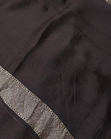Tussar silk saree Deep coco Brown With Floral Butta Design | Glow & Glitter Boutique