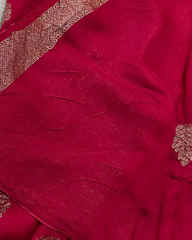 Tussar silk saree Pink With Floral Butta Design | Glow & Glitter Boutique