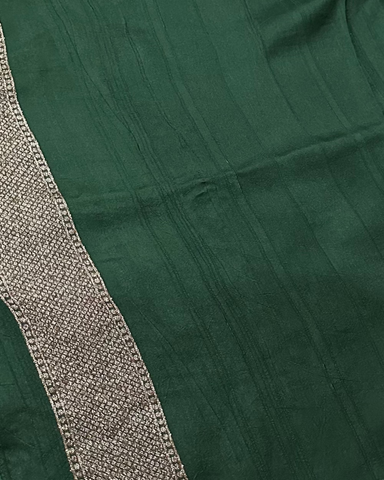 Tussar silk saree Bottle Green With Floral Butta Design | Glow & Glitter Boutique