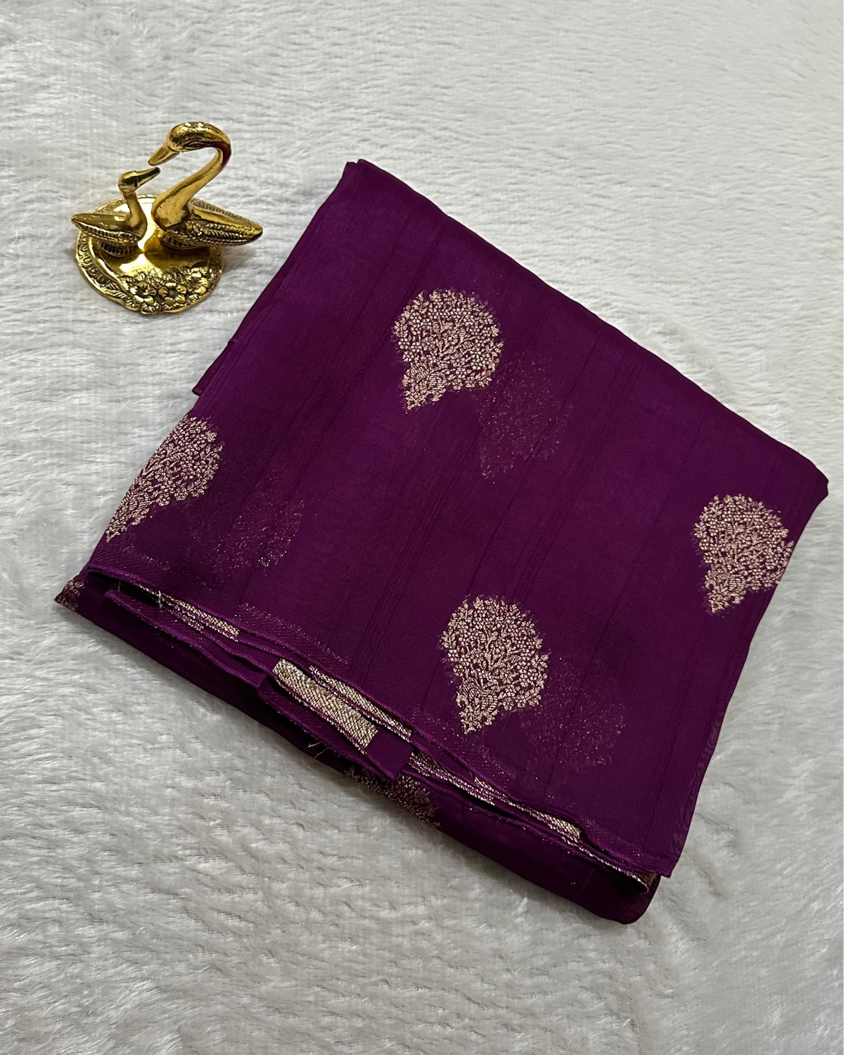 Tussar silk saree Deep Purple With Floral Butta Design | Glow & Glitter Boutique